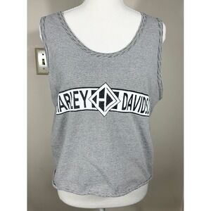 Harley-Davidson Black & White Striped Logo Tank Top